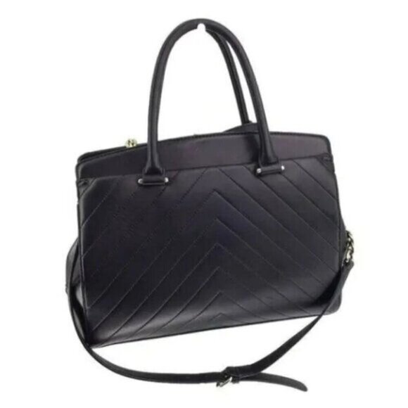 Karl Lagerfeld Handbag Black Quilted Leather Large Sized Bag Handles Strap - Picture 2 of 6